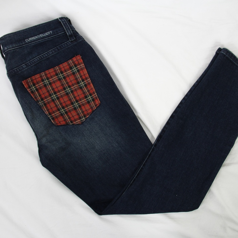 Current Elliott Stiletto Plaid Pocket Skinny Jeans - Picture 8 of 8